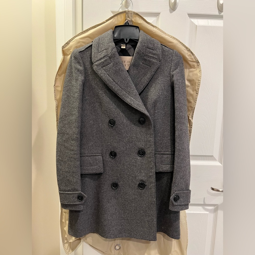 Grey Burberry Wool Peacoat